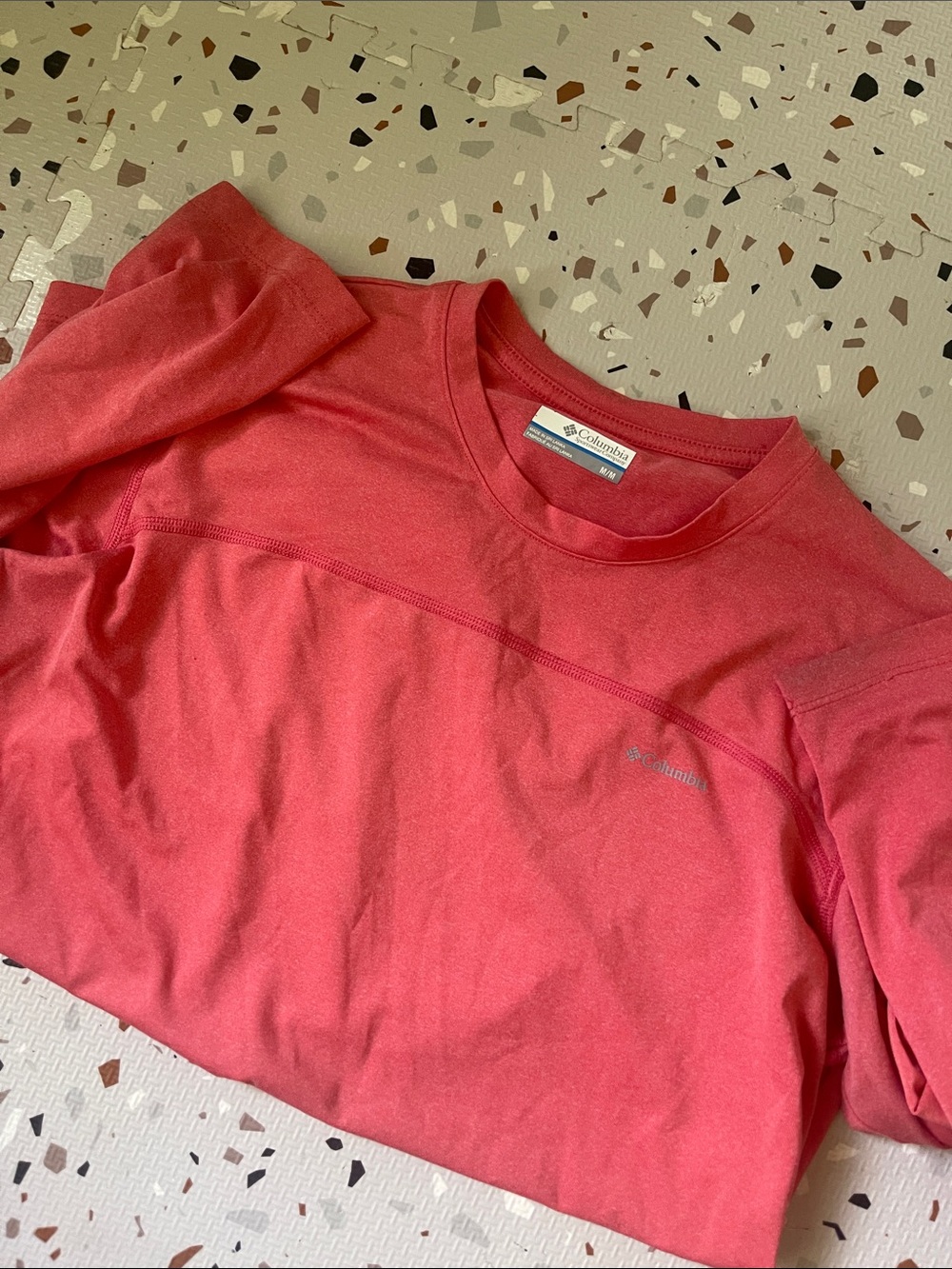 Columbia Men's Long-Sleeve Crew Tee in Coral Red